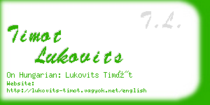 timot lukovits business card